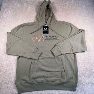 Realtree Hoodie Men's Large Green Pullover Comfy Casual Logo Front